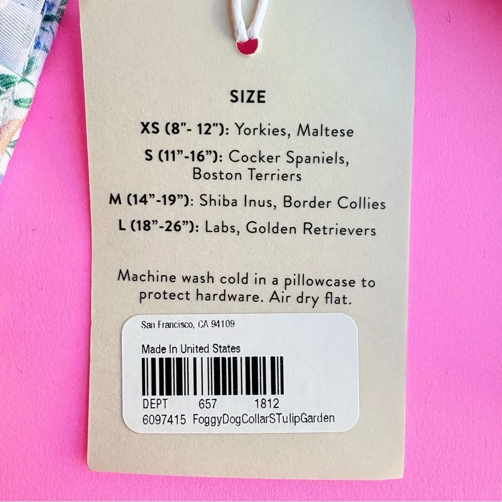 The Foggy Dog Tulip Garden Dog Collar Small Gold Hardware Spring Floral Pet NWT - Picture 4 of 9